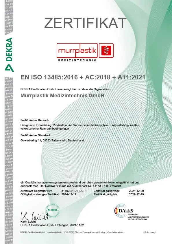 ISO 13485:2015 Zertifikat
